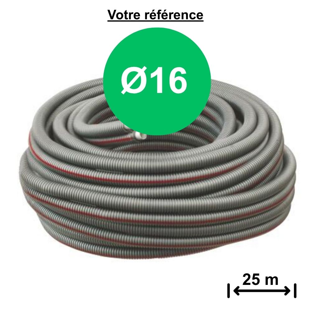 Tube multicouche gainé duo (rouge et bleu) Ø16 - longueur 25 m - Somatherm