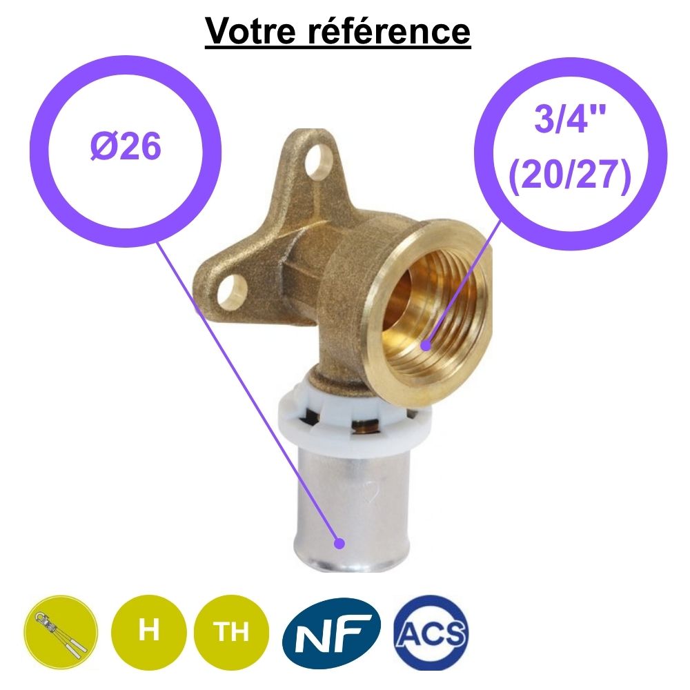 Coude applique multicouche à sertir Ø26 - femelle 3/4'' (20/27) - Somatherm