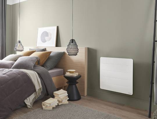 Radiateur électrique connecté horizontal à chaleur douce 1000W, blanc - Nirvana Néo, Atlantic