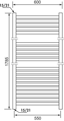 Sèche-serviettes à eau chaude 875W, H:180 x l:60 cm, blanc - Delta, Deltacalor