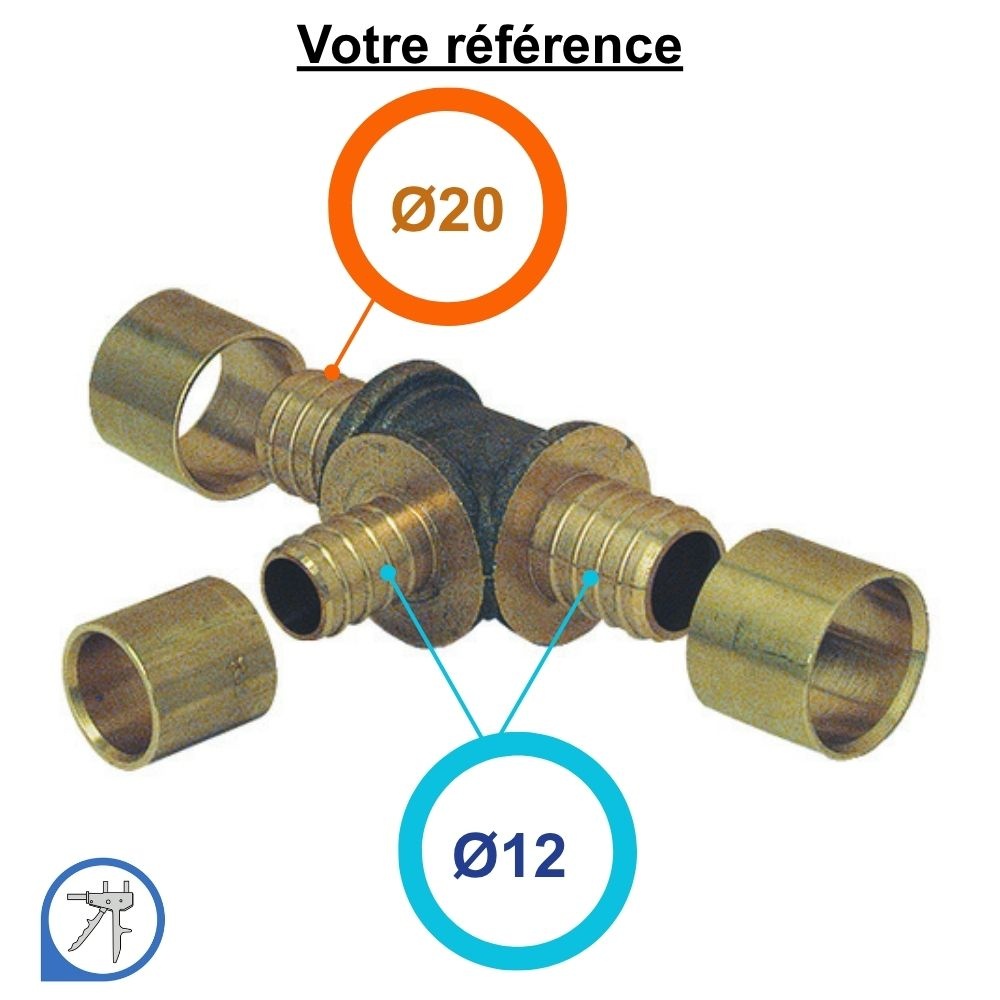 Té réduit PER à glissement Ø20-Ø12-Ø12 - Somatherm