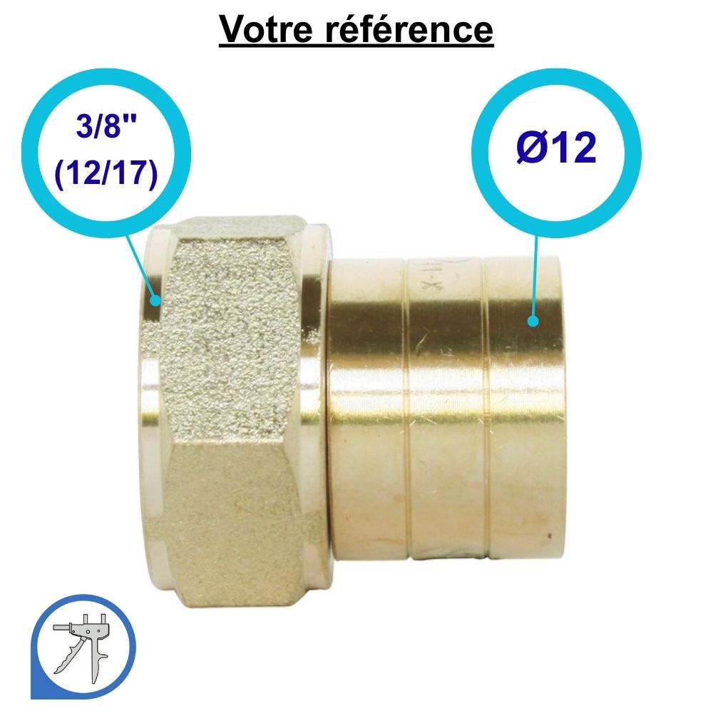 Raccord PER droit à glissement Ø12 - femelle 3/8'' (12/17) - Somatherm