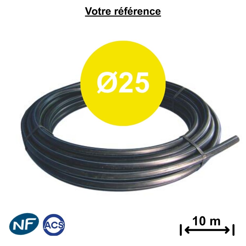 Tube polyéthylène alimentaire Ø25 - longueur 10 m