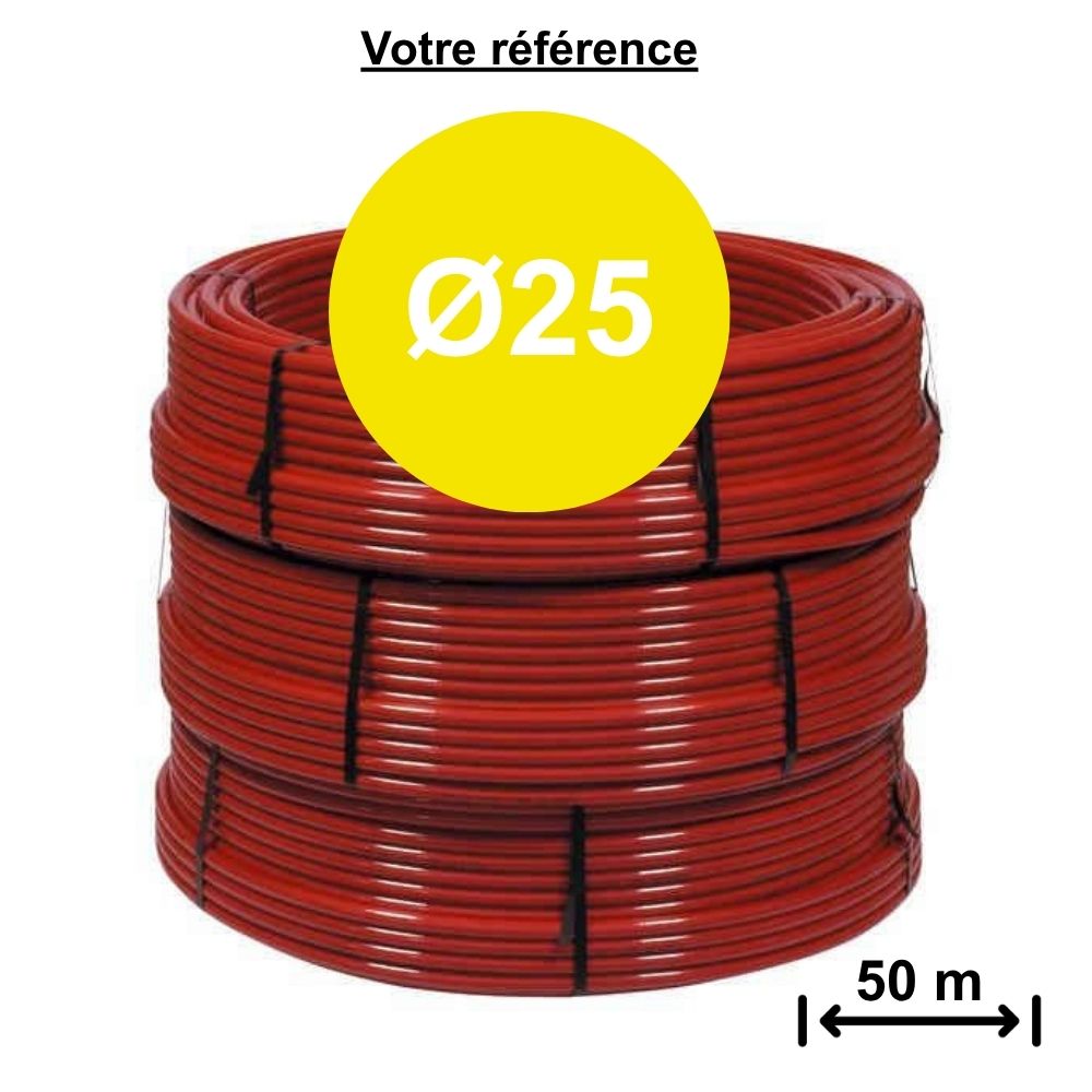 Tube PER BAO nu rouge Ø25 - longueur 50m - Tiemme