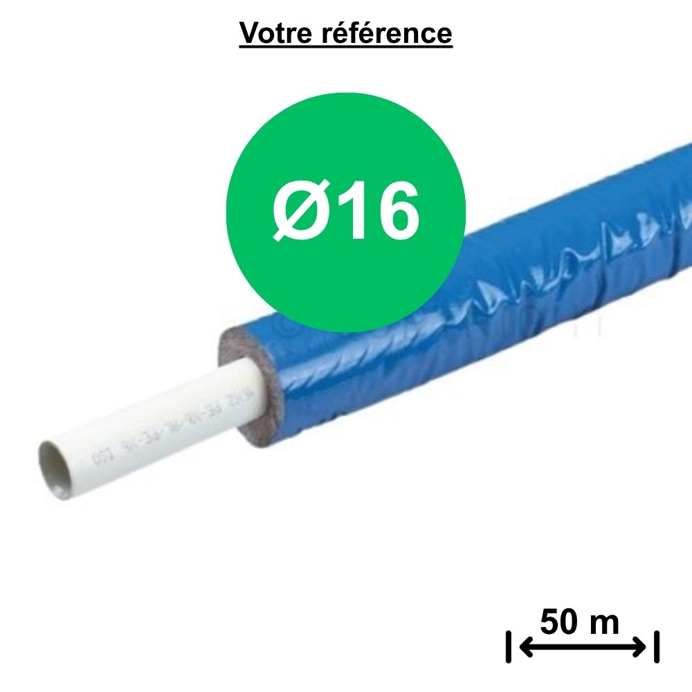 Tube multicouche isolé bleu Ø16 - longueur 50 m - Tiemme