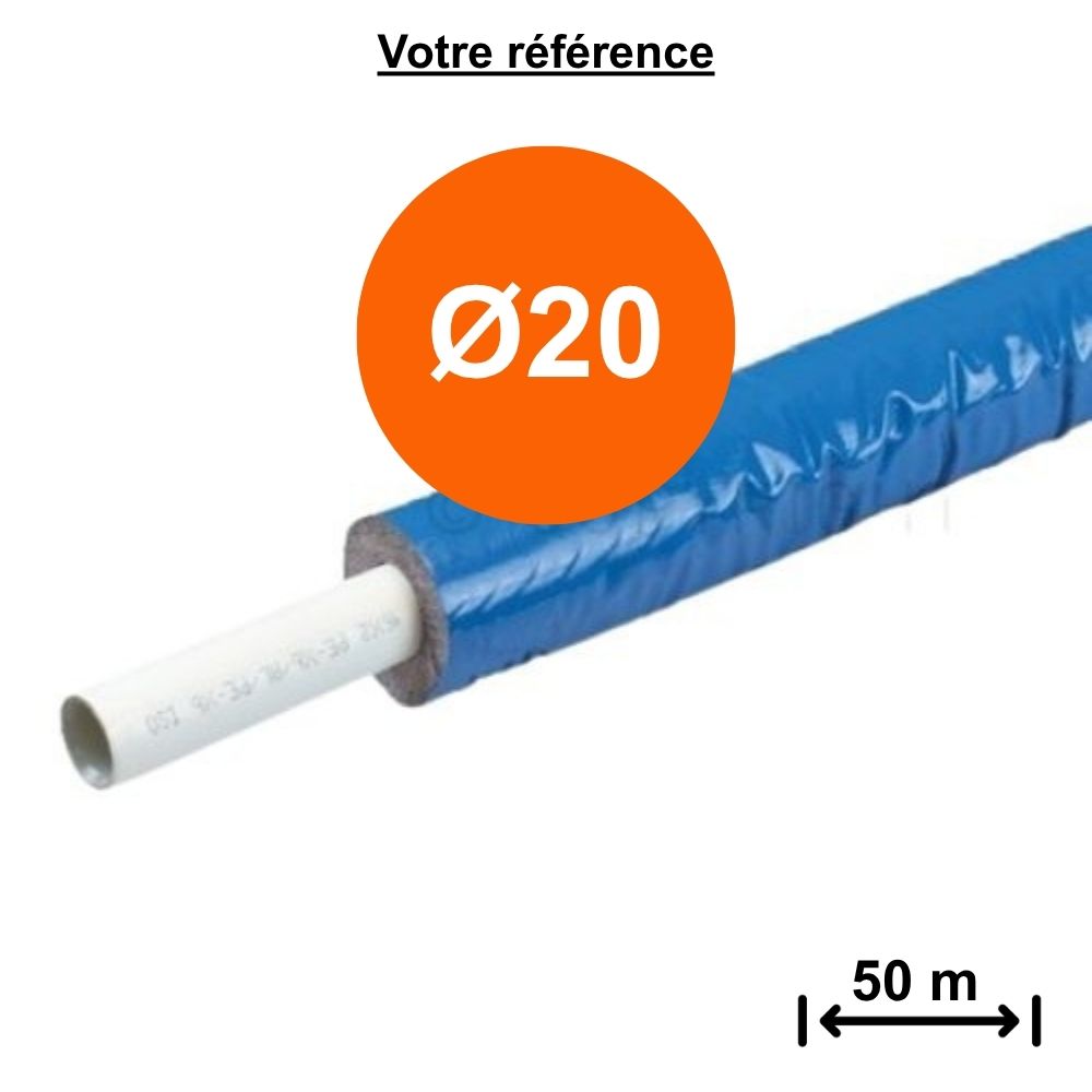 Tube multicouche isolé bleu Ø20 - longueur 50 m - Tiemme