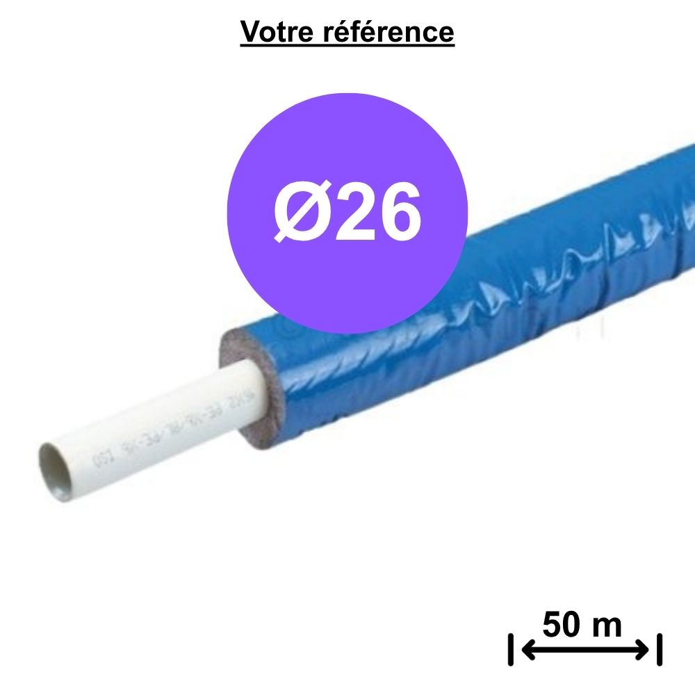 Tube multicouche isolé bleu Ø26 - longueur 50 m - Tiemme