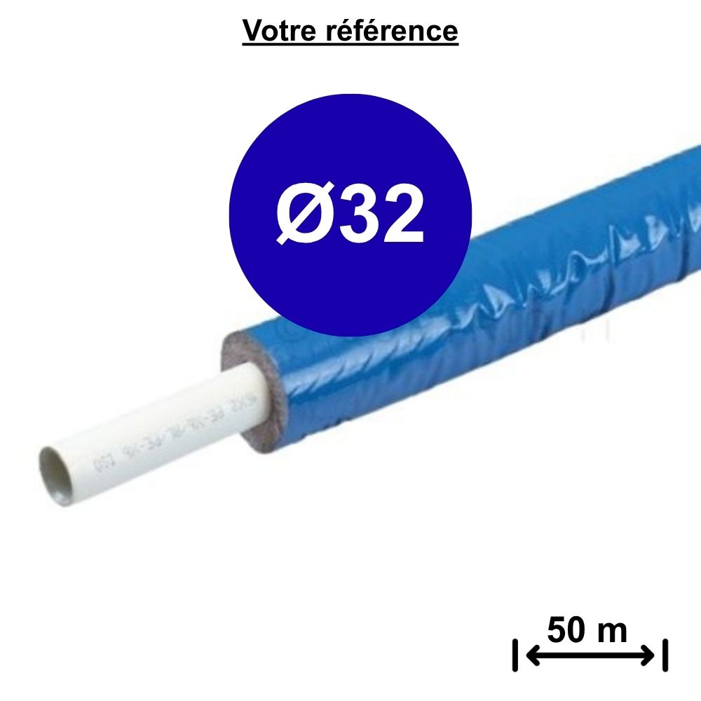 Tube multicouche isolé bleu Ø32 - longueur 25 m - Tiemme