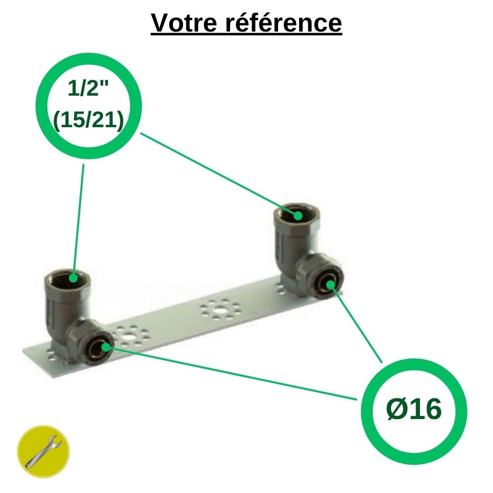 Coude applique double multicouche à compression Ø16 - femelle 1/2'' (15/21) - Tiemme