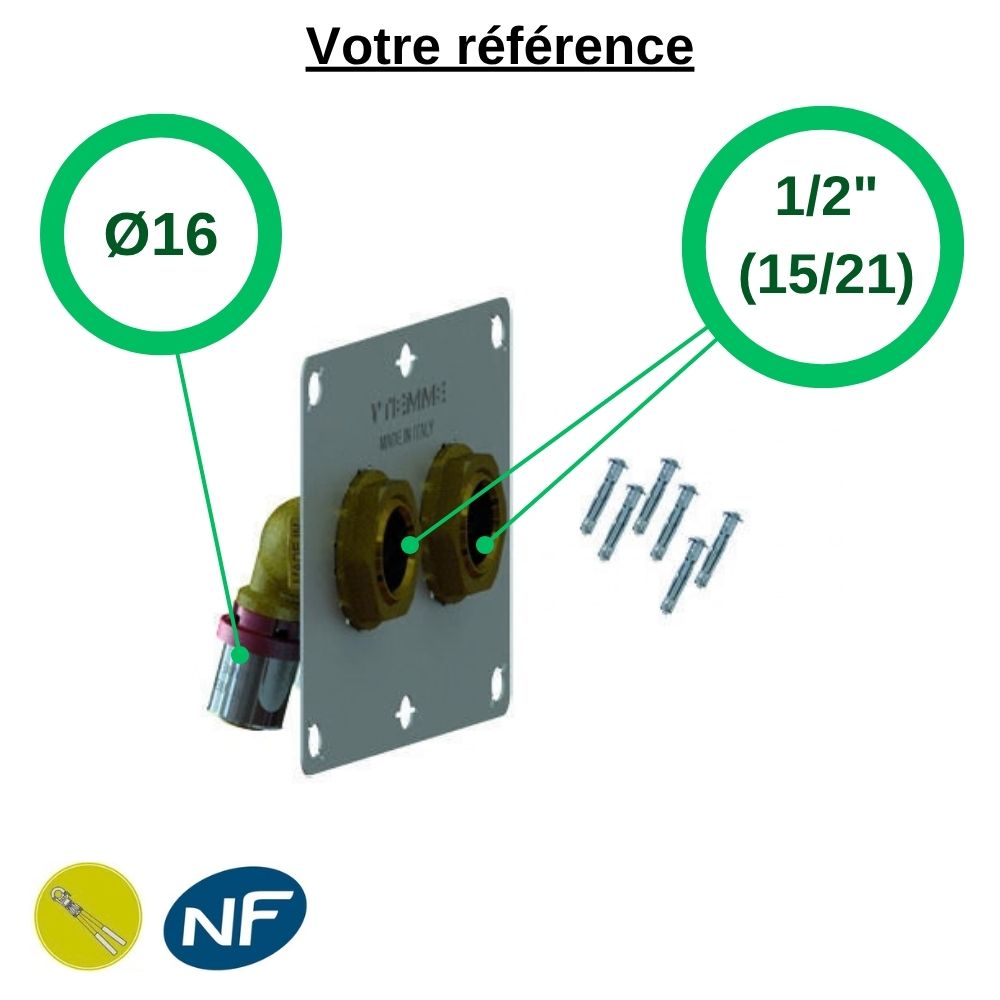 Kit de fixation robinetterie lavabo-évier coudé à sertir multicouche Ø16 - Tiemme