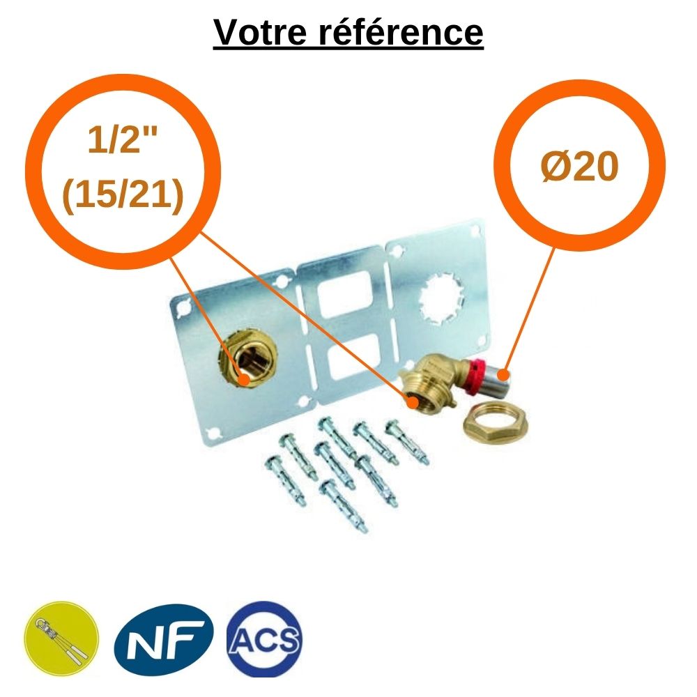 Kit de fixation robinetterie sanitaire coudé à sertir multicouche Ø20 - Tiemme