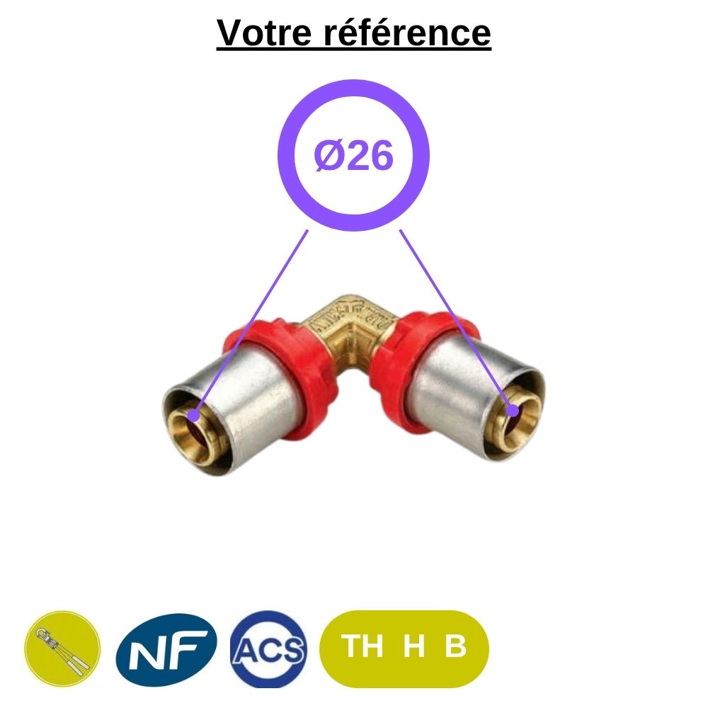 Coude égal multicouche à sertir Ø26 - Tiemme