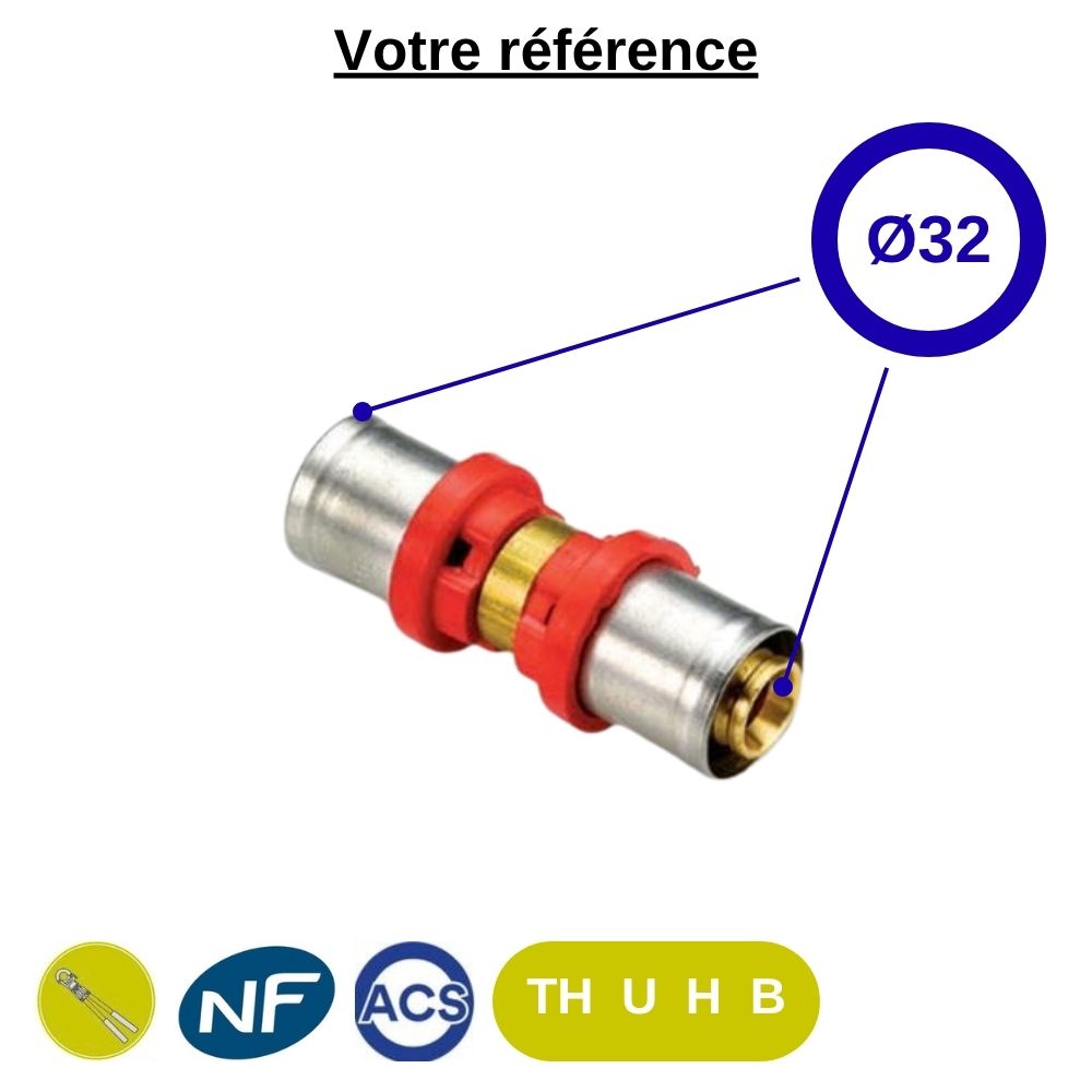 Manchon égal multicouche à sertir Ø32 - Tiemme
