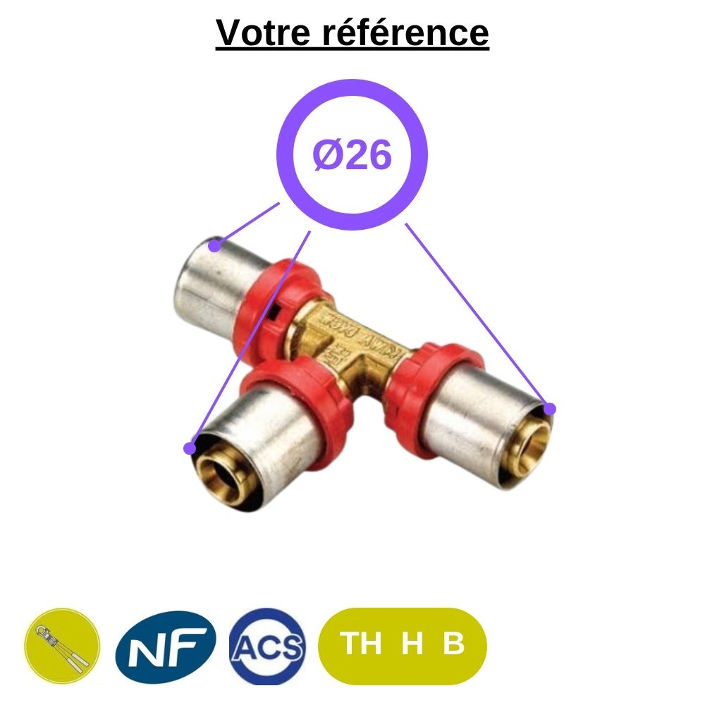 Té égal multicouche à sertir Ø26 - Tiemme
