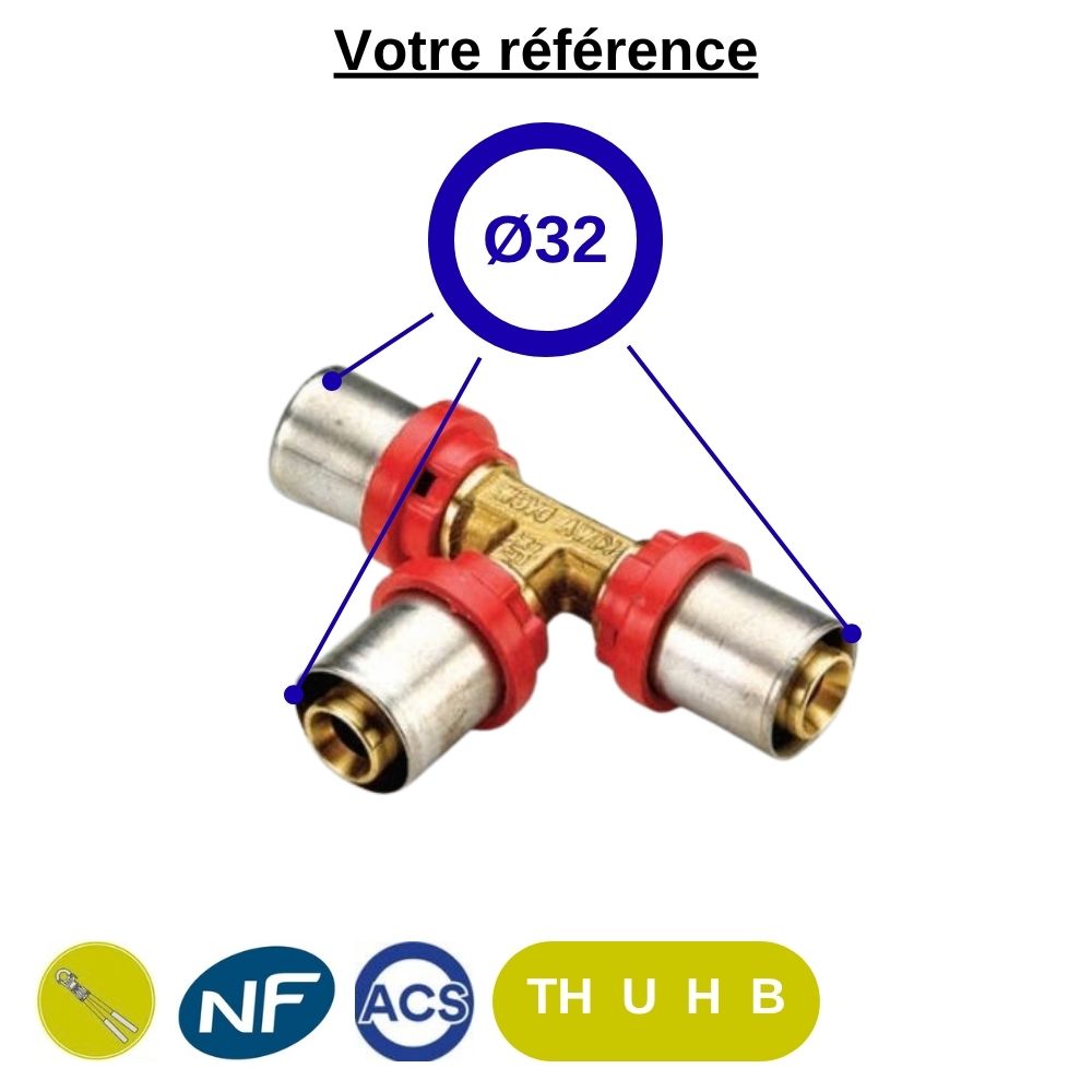 Té égal multicouche à sertir Ø32 - Tiemme