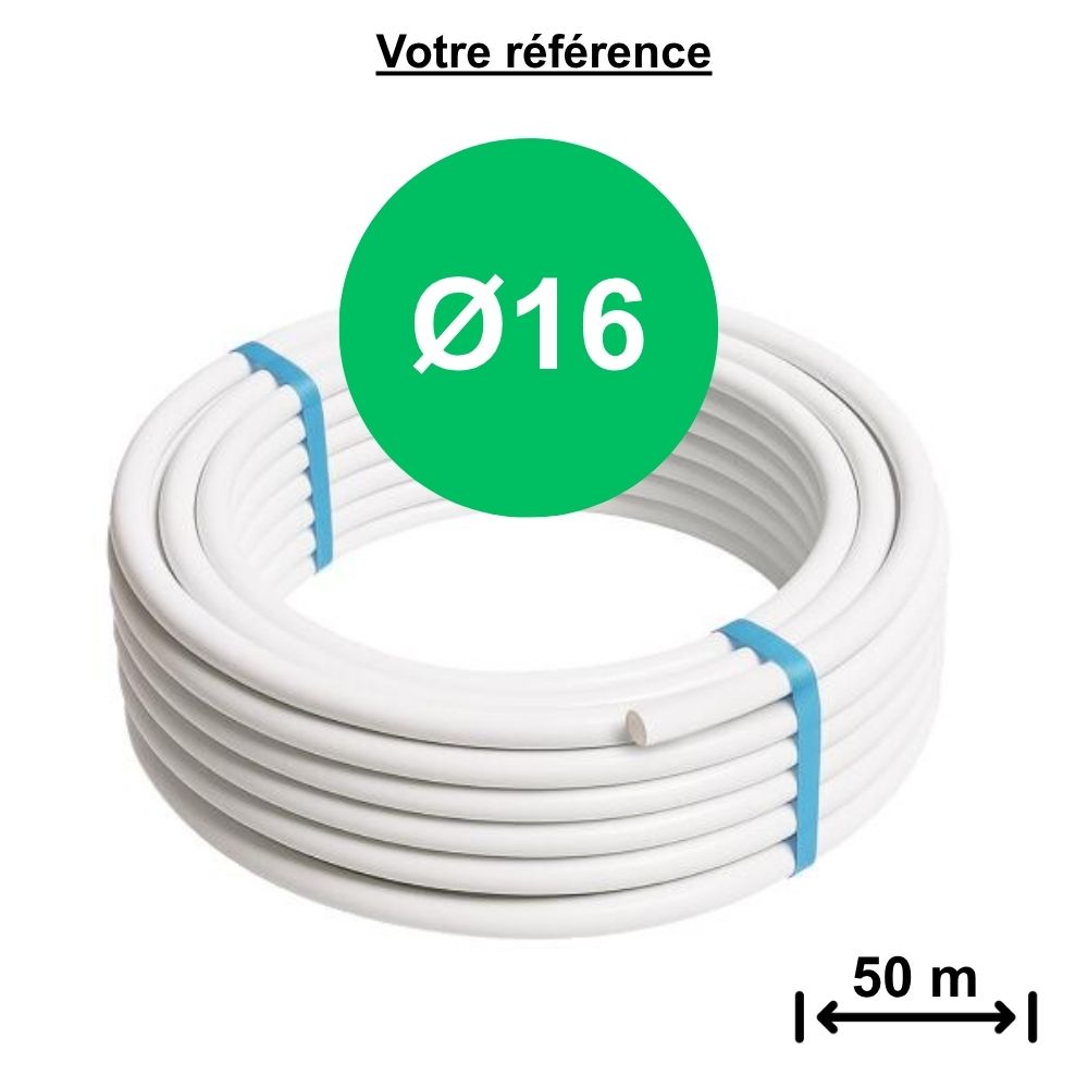 Tube multicouche nu blanc Ø16 - longueur 50 m - Tiemme