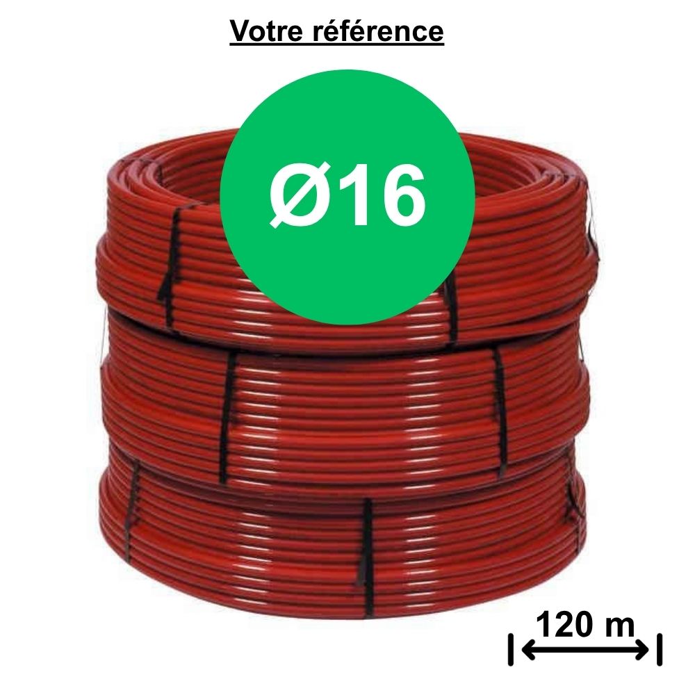 Tube PER BAO nu rouge Ø16 - longueur 120m - Tiemme