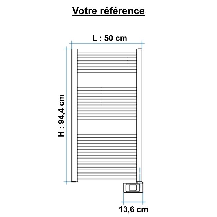 Sèche-serviettes électrique 500W, H:94,4 x l:50 cm, blanc - Flèche, Irsap