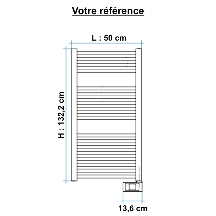 Sèche-serviettes électrique 750W, H:132,2 x l:50 cm, blanc - Flèche, Irsap