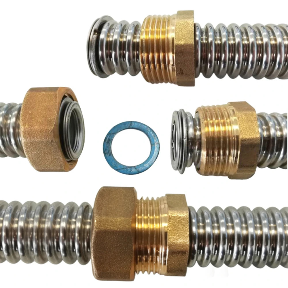 Raccord à vis M pour flexible inox solaire avec écrou, bague 3/4'' Ø16