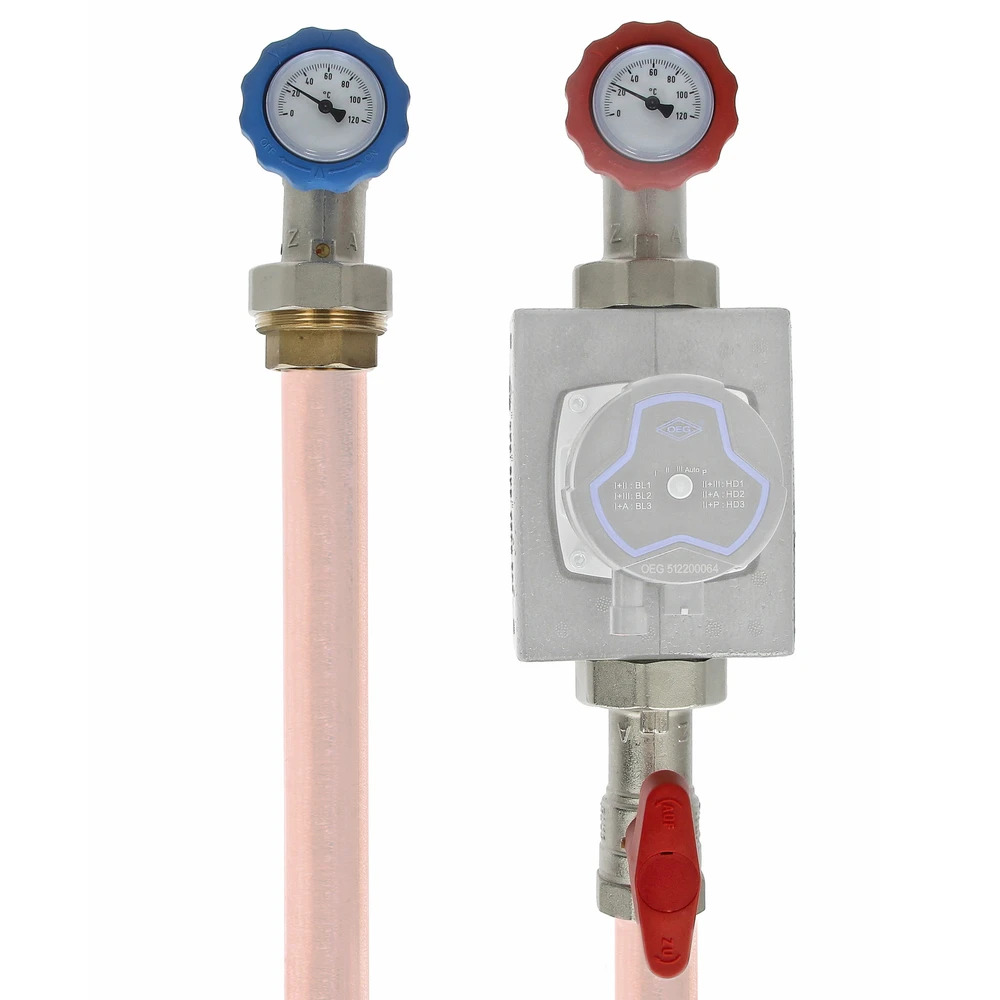 Kit complet d’arrêt départ-retour 1''1/4 (33/42) pour circulateur chauffage central