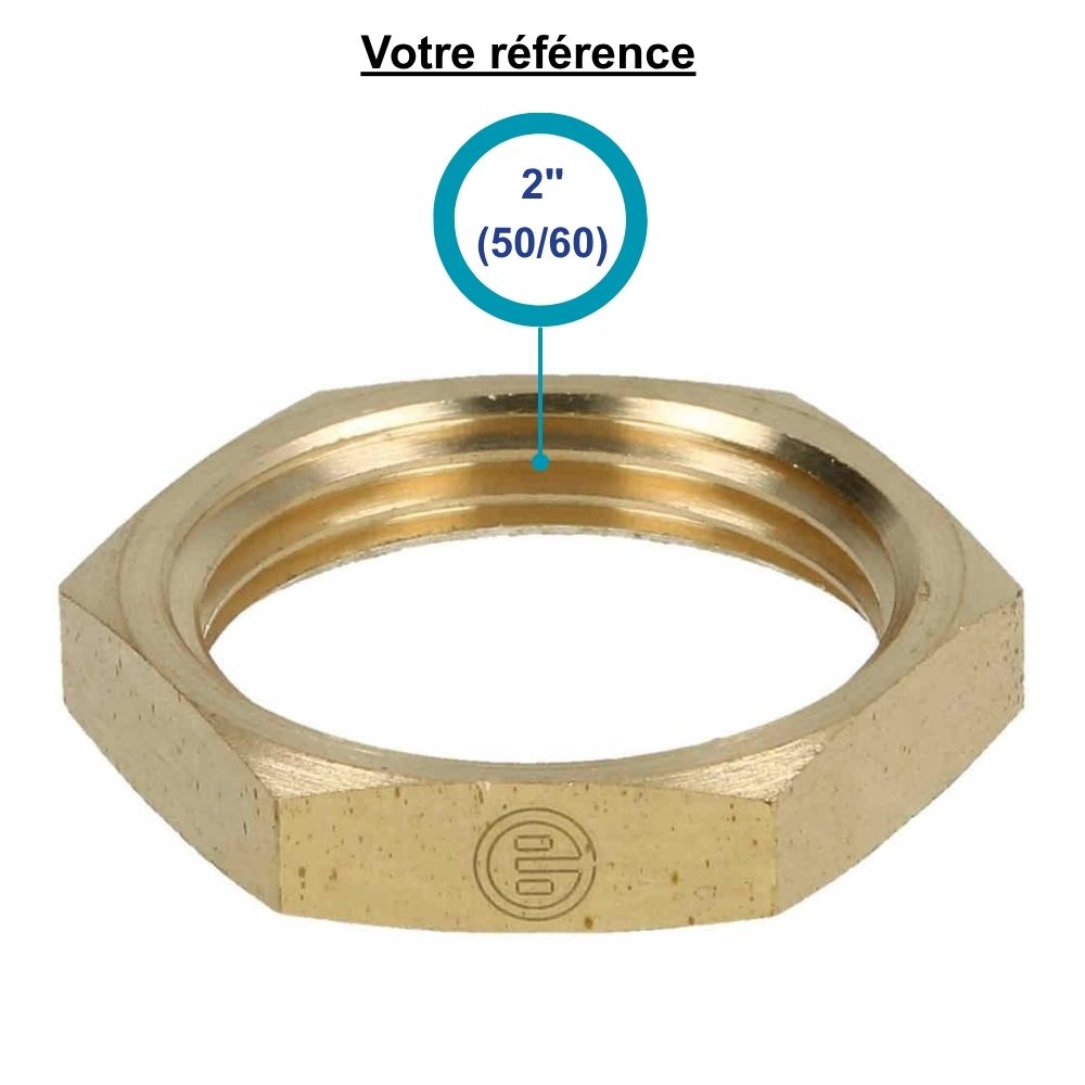 Contre-écrou hexagonal laiton à visser - femelle 2" (50/60)