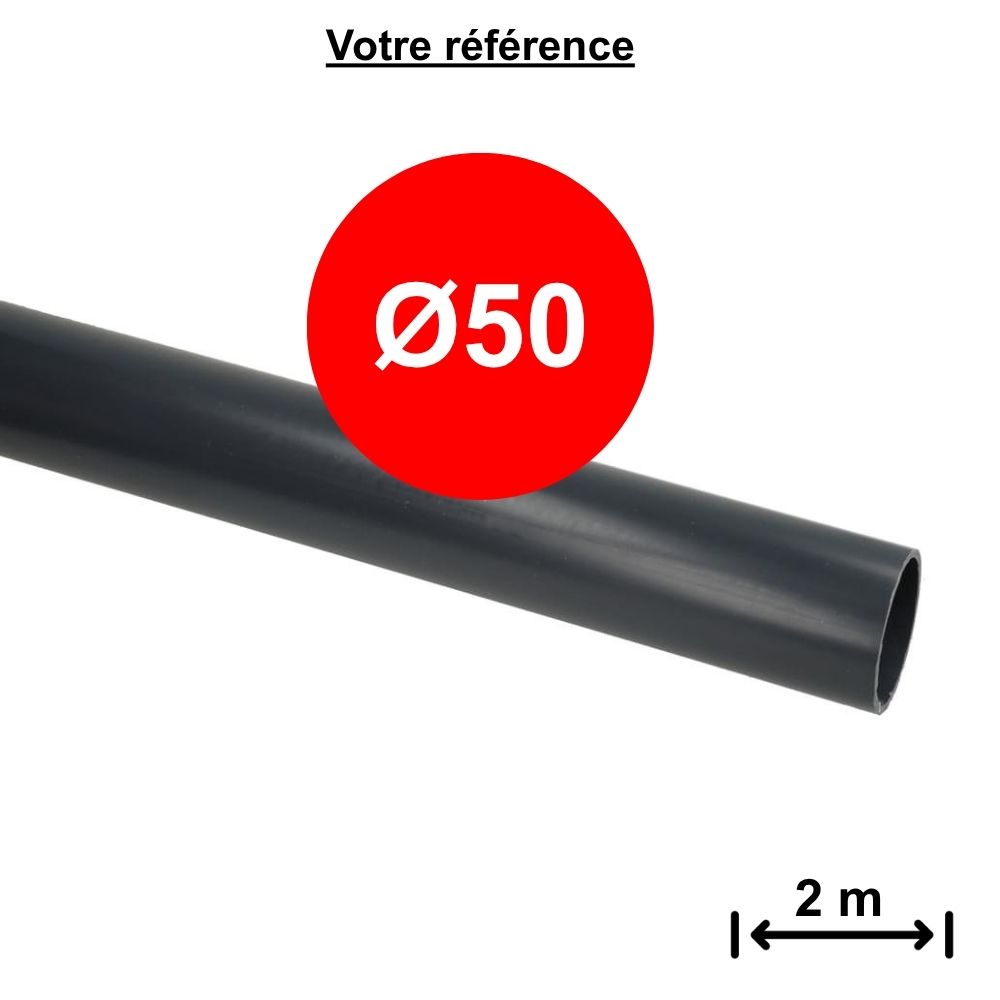 Tube PVC pression gris Ø50 - longueur 2 m