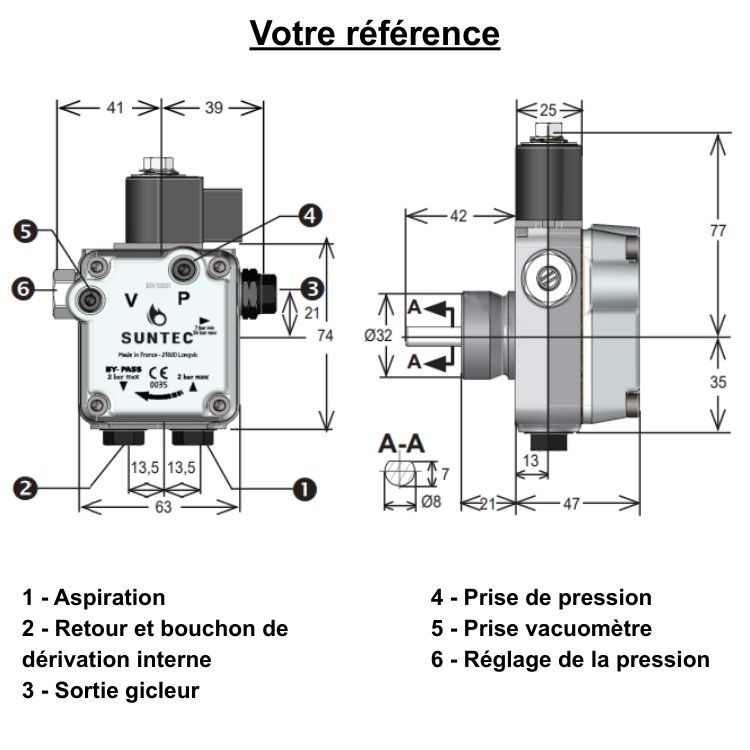 Pompe fioul Suntec AS67B7449 4P 0500 avec électrovanne