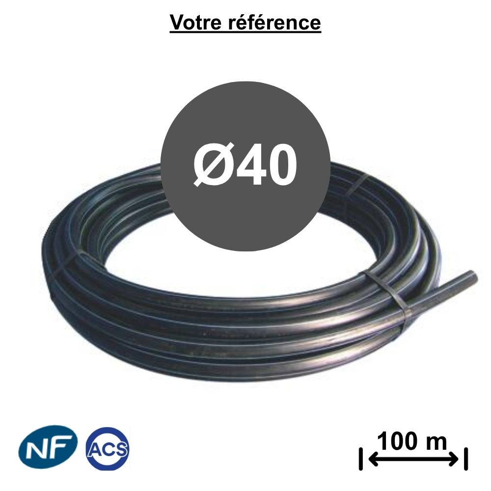 Tube polyéthylène alimentaire Ø40 - longueur 100 m