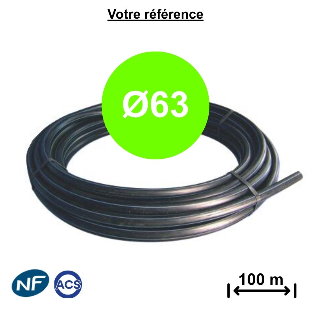 Tube polyéthylène alimentaire Ø63 - longueur 100 m